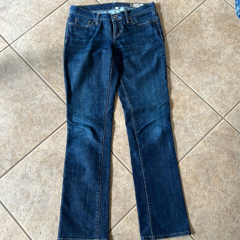 Gap Straight Leg Blue Jeans Womens 6L Long Dark Blue with Stretch